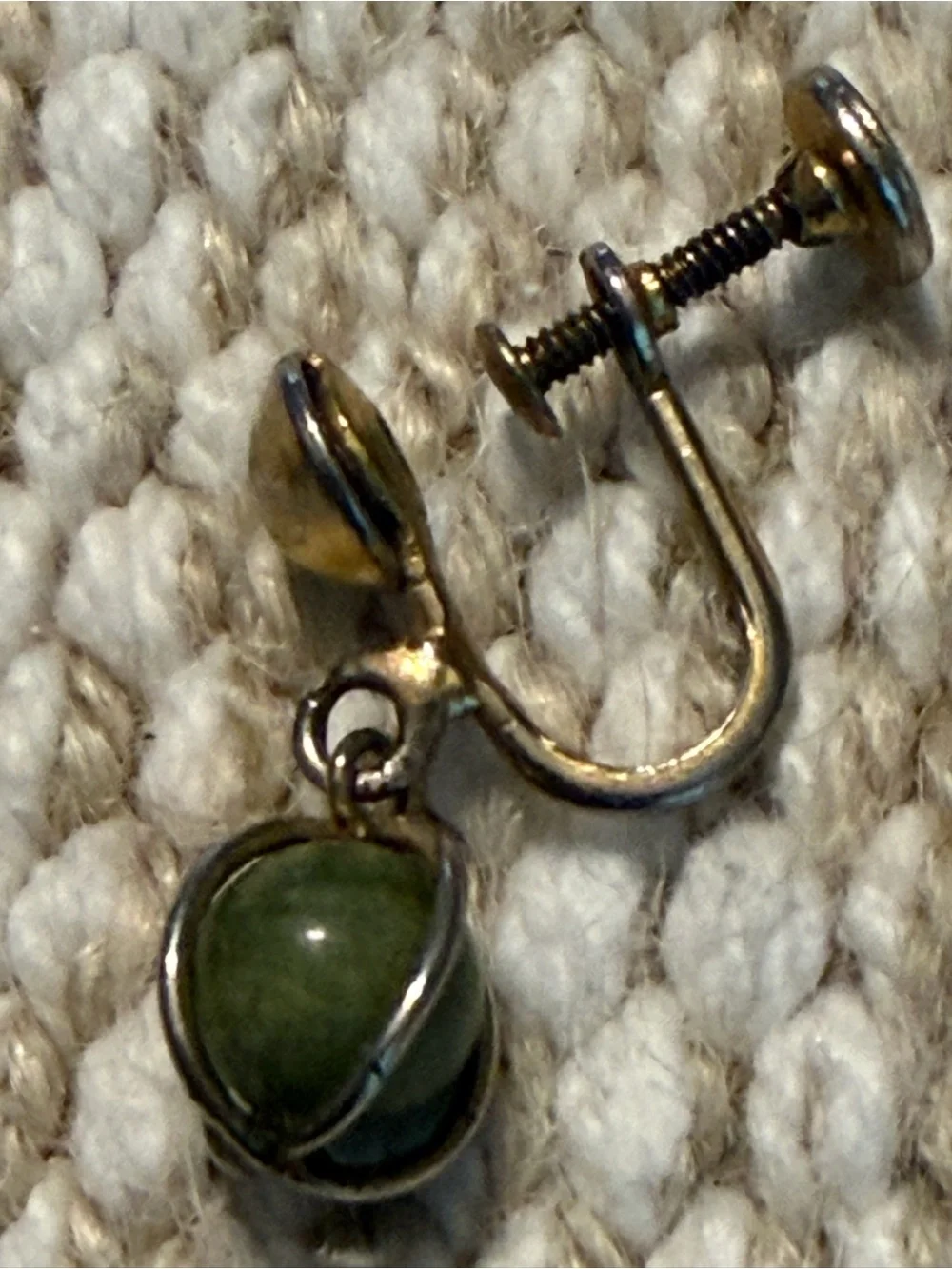 Classic Green Stone Crew-Back Earrings